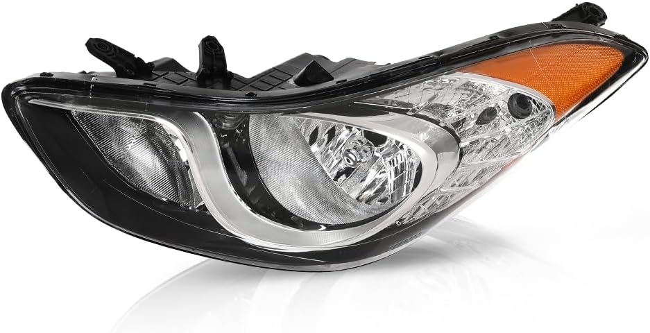 G-PLUS Headlight DRL LED Projector Right Passenger Compatible with Hyundai Elantra 2014-2016 Clear Lens Black Housing Amber Reflector Bumper Headlamps,faros delanteros