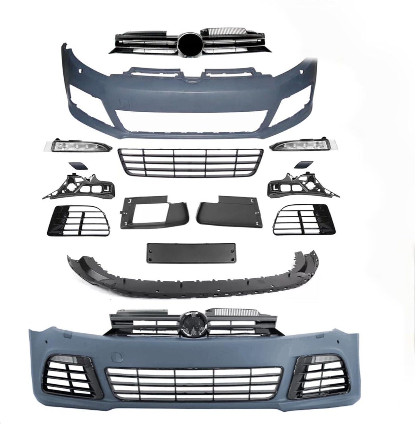 Complete Front Bumper Cover Set w/Grille For 2012 2013 VW Golf 6 R20 Style