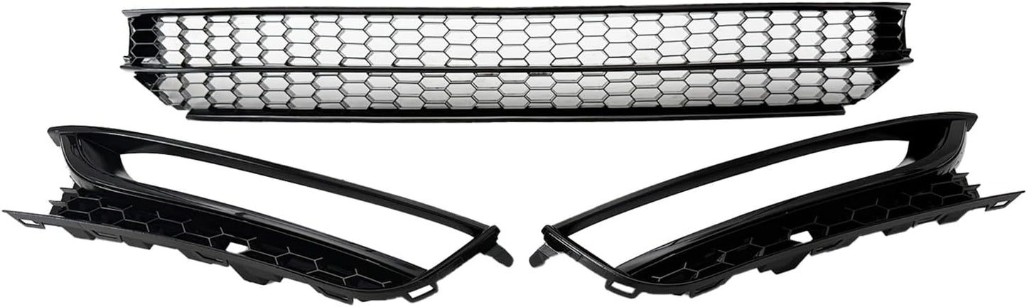 Front Grille & Fog Light Cover Bezel w/Hole Compatible with 2012 2013 2014 2015 VW Passat, 3 Pack