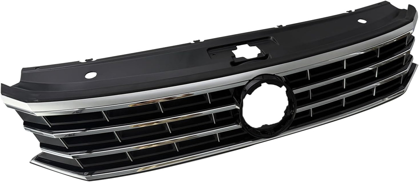 Front Grille Black w/Chrome Compatible with 2016 2017 2018 2019 Volkswagen VW Passat S SE SEL Front Molding Grille Grill Replaces # 561853651HOQE