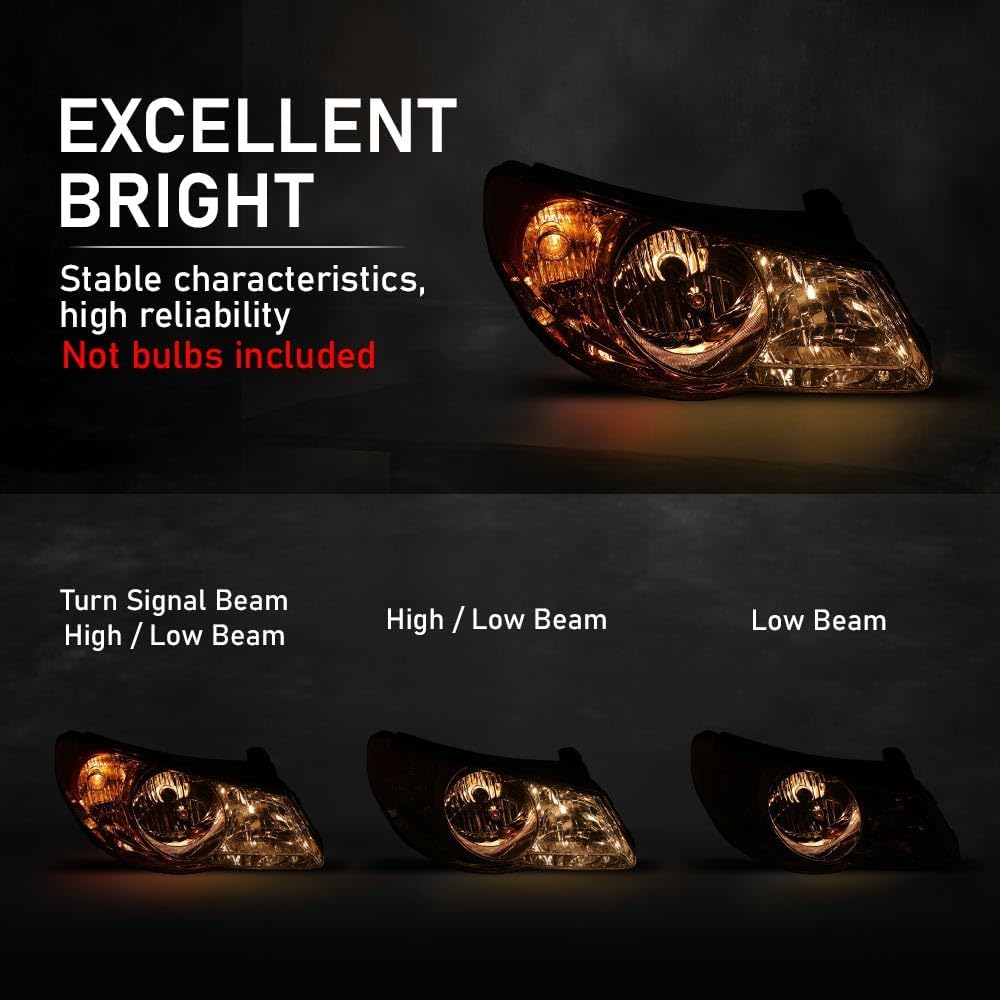 G-PLUS Headlight DRL LED Projector Right Passenger Compatible with Hyundai Elantra 2014-2016 Clear Lens Black Housing Amber Reflector Bumper Headlamps,faros delanteros