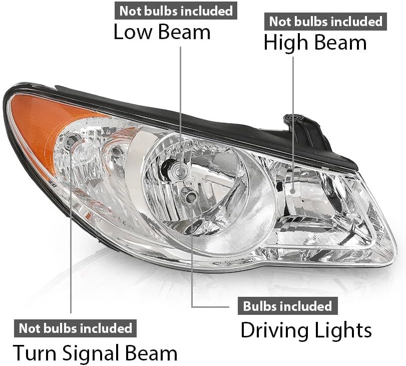 G-PLUS Headlight DRL LED Projector Right Passenger Compatible with Hyundai Elantra 2014-2016 Clear Lens Black Housing Amber Reflector Bumper Headlamps,faros delanteros