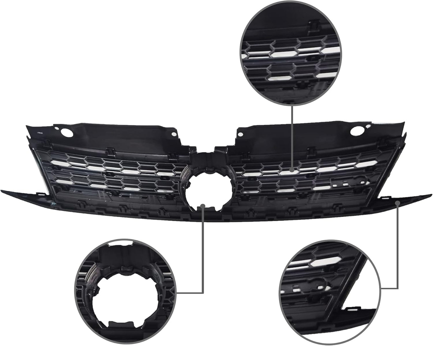 Front Grille Upper Honeycomb Grill Black With Chrome For 2015 2016 2017 Volkswagen VW Jetta