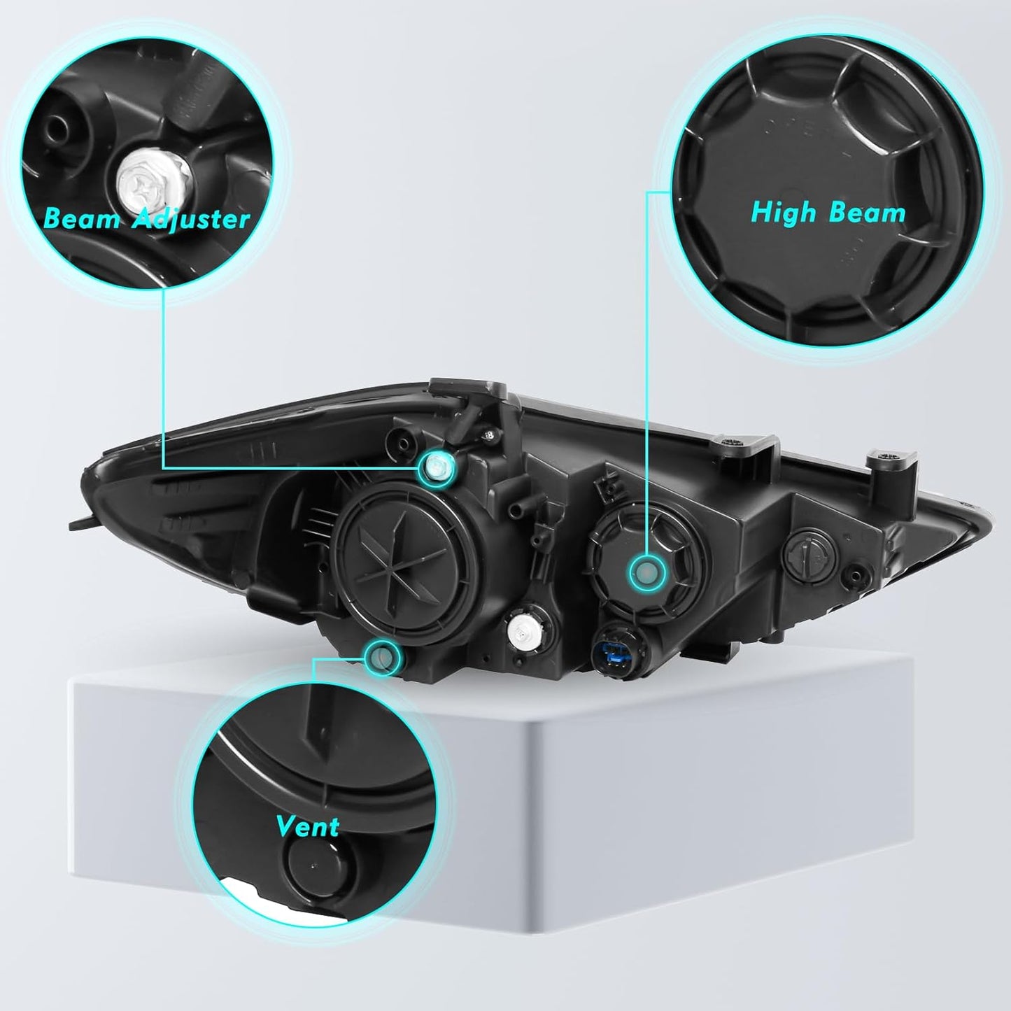 Headlight Assembly For 2017 2018 Hyundai Elantra without DRL Headlight Assembly, 17 18 Elantra Factory OE Style Headlamp Left and Right Side, Not fit GT Models