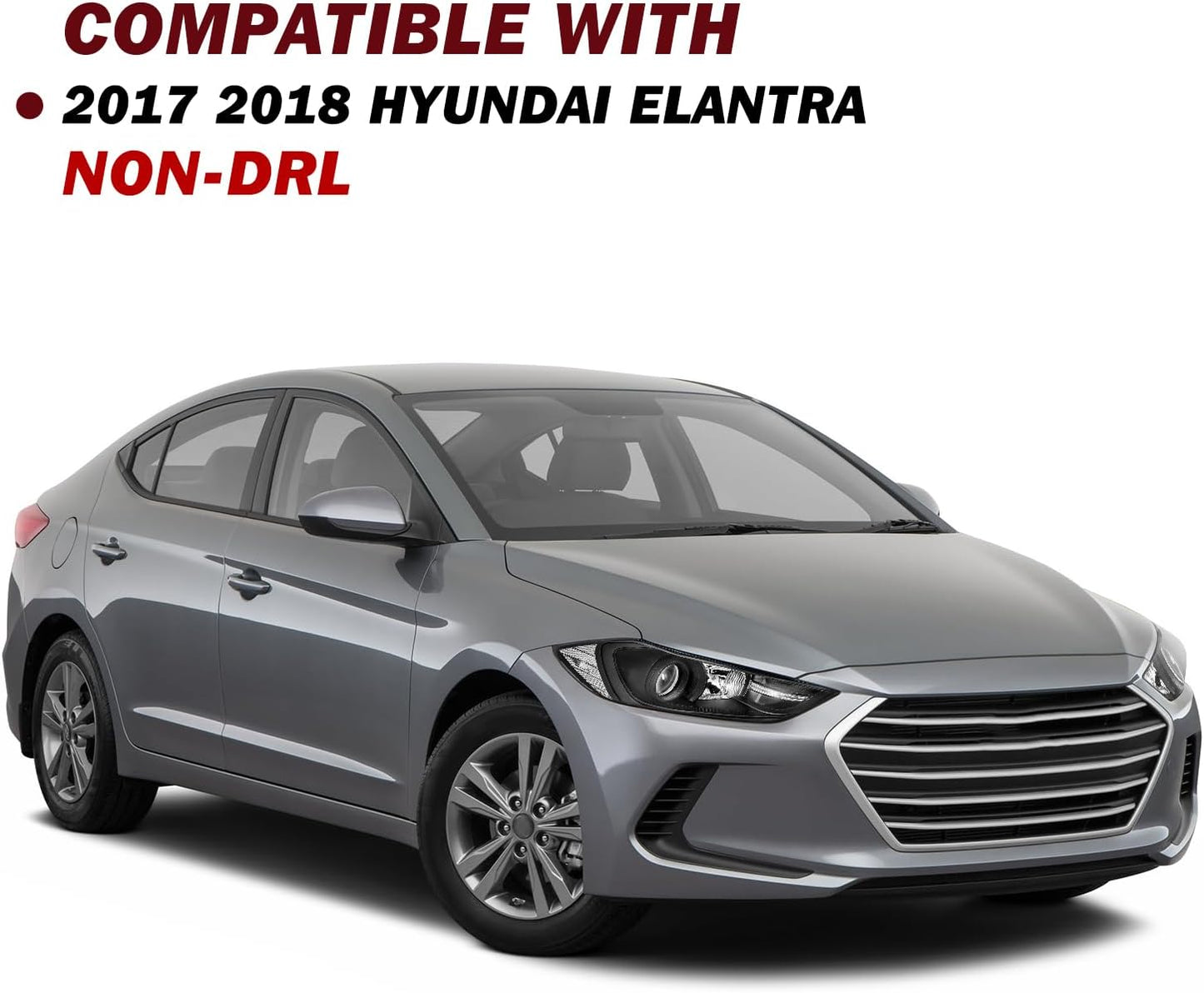 Headlight Assembly Compatible with 2017 2018 Hyundai Elantra Left and Right Side OE Style, Only Fits Halogen NON-DRL Models,