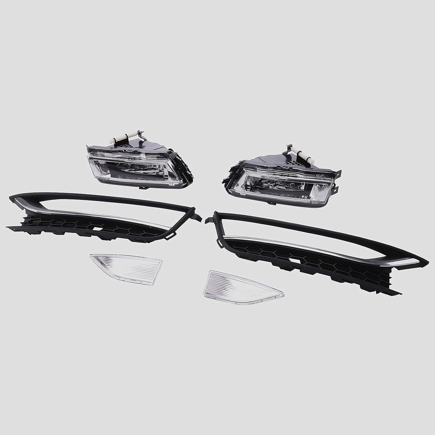 Fog Light Set Fit for Volkswagen VW Passat 2012 2013 2014 2015 Front Driving Fog Lamp Kit with Bezels Chrome Trim