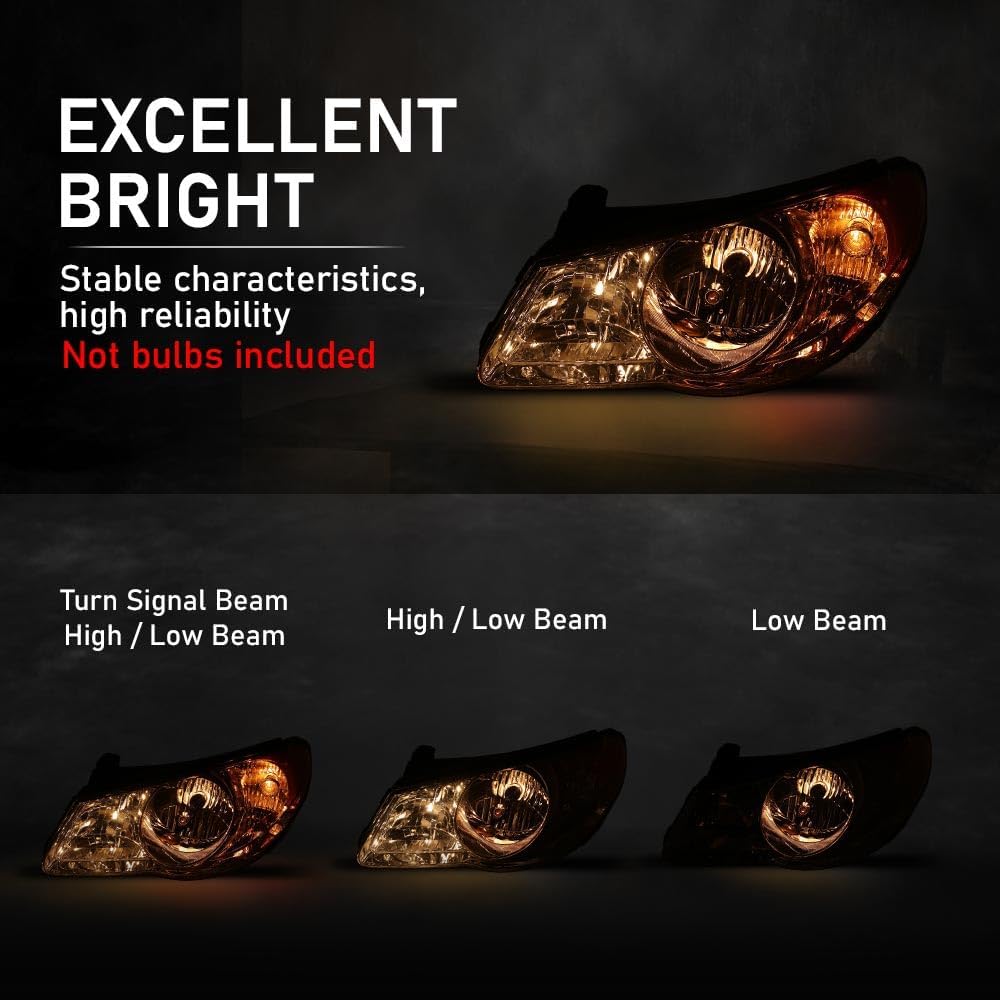 G-PLUS Headlight DRL LED Projector Right Passenger Compatible with Hyundai Elantra 2014-2016 Clear Lens Black Housing Amber Reflector Bumper Headlamps,faros delanteros