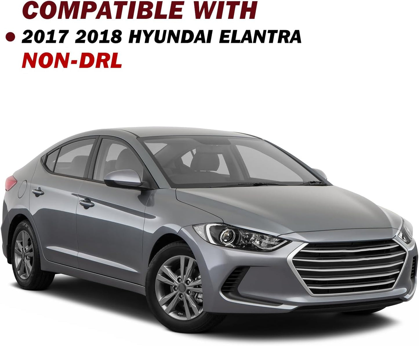 Headlight Assembly Compatible with 2017 2018 Hyundai Elantra Left and Right Side OE Style, Only Fits Halogen NON-DRL Models,