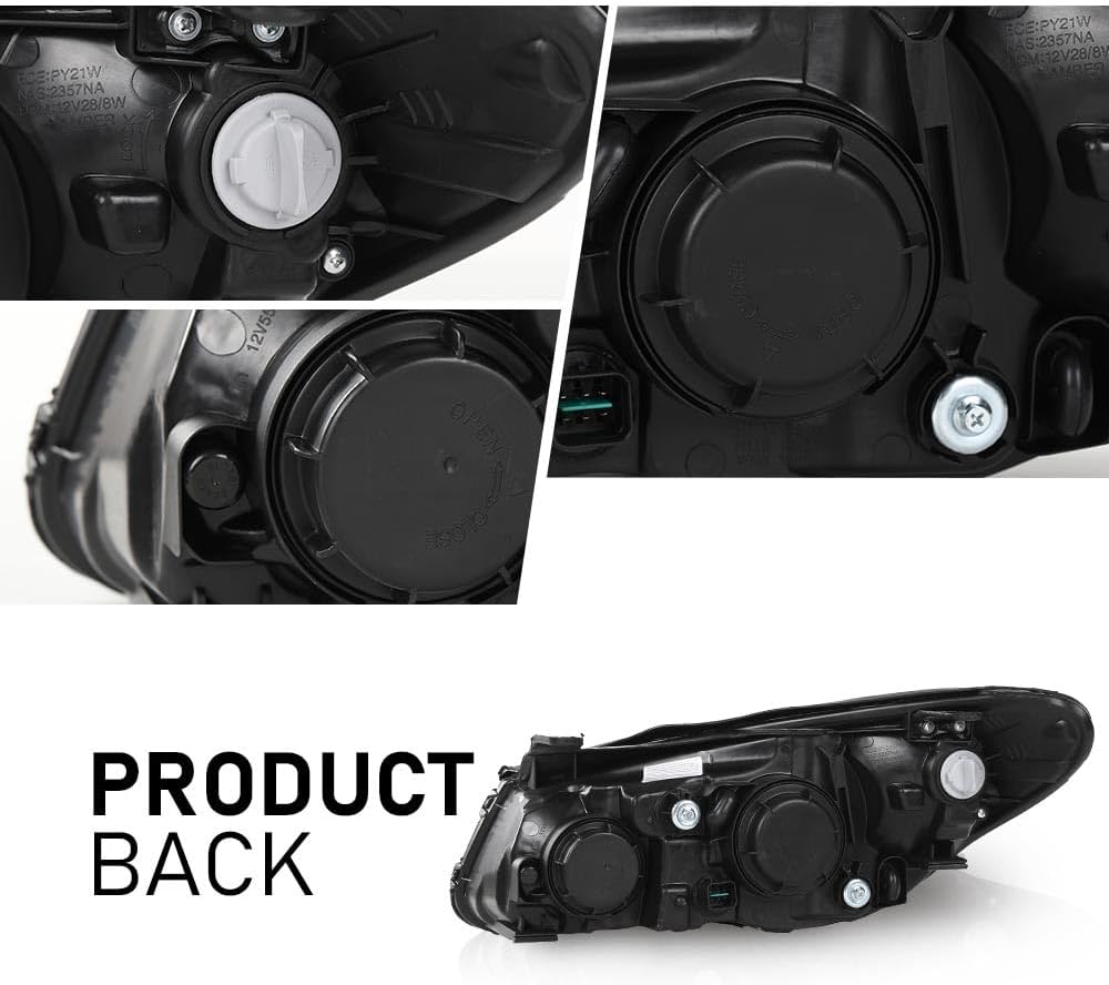 G-PLUS Headlight DRL LED Projector Right Passenger Compatible with Hyundai Elantra 2014-2016 Clear Lens Black Housing Amber Reflector Bumper Headlamps,faros delanteros