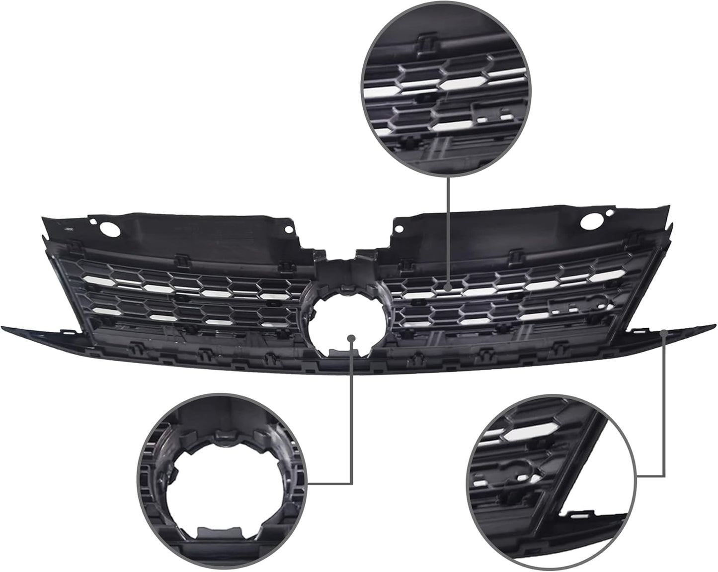 Front Grille Upper Honeycomb Grill Black With Chrome For 2015 2016 2017 Volkswagen VW Jetta