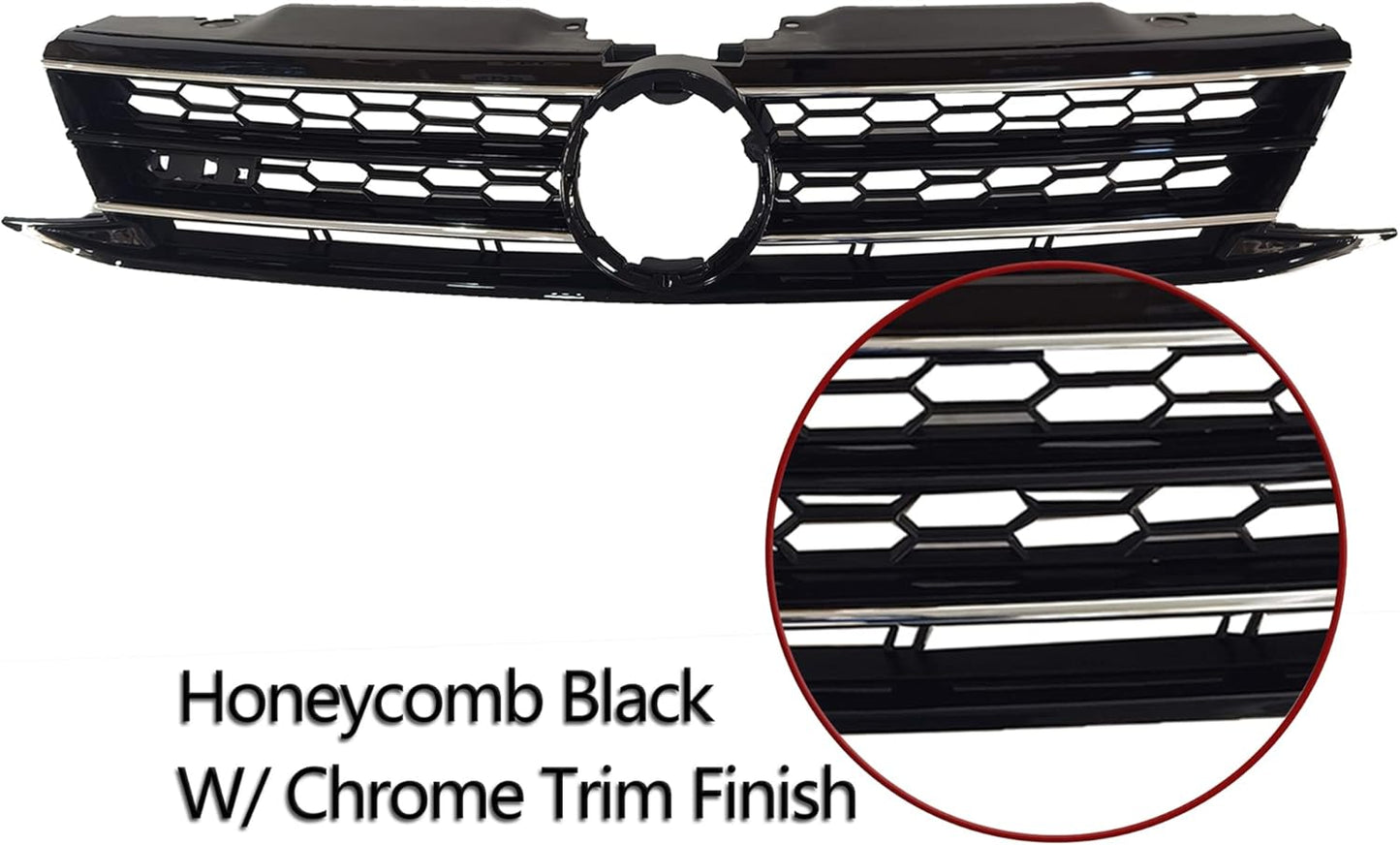 Front Grille Upper Honeycomb Grill Black With Chrome For 2015 2016 2017 Volkswagen VW Jetta