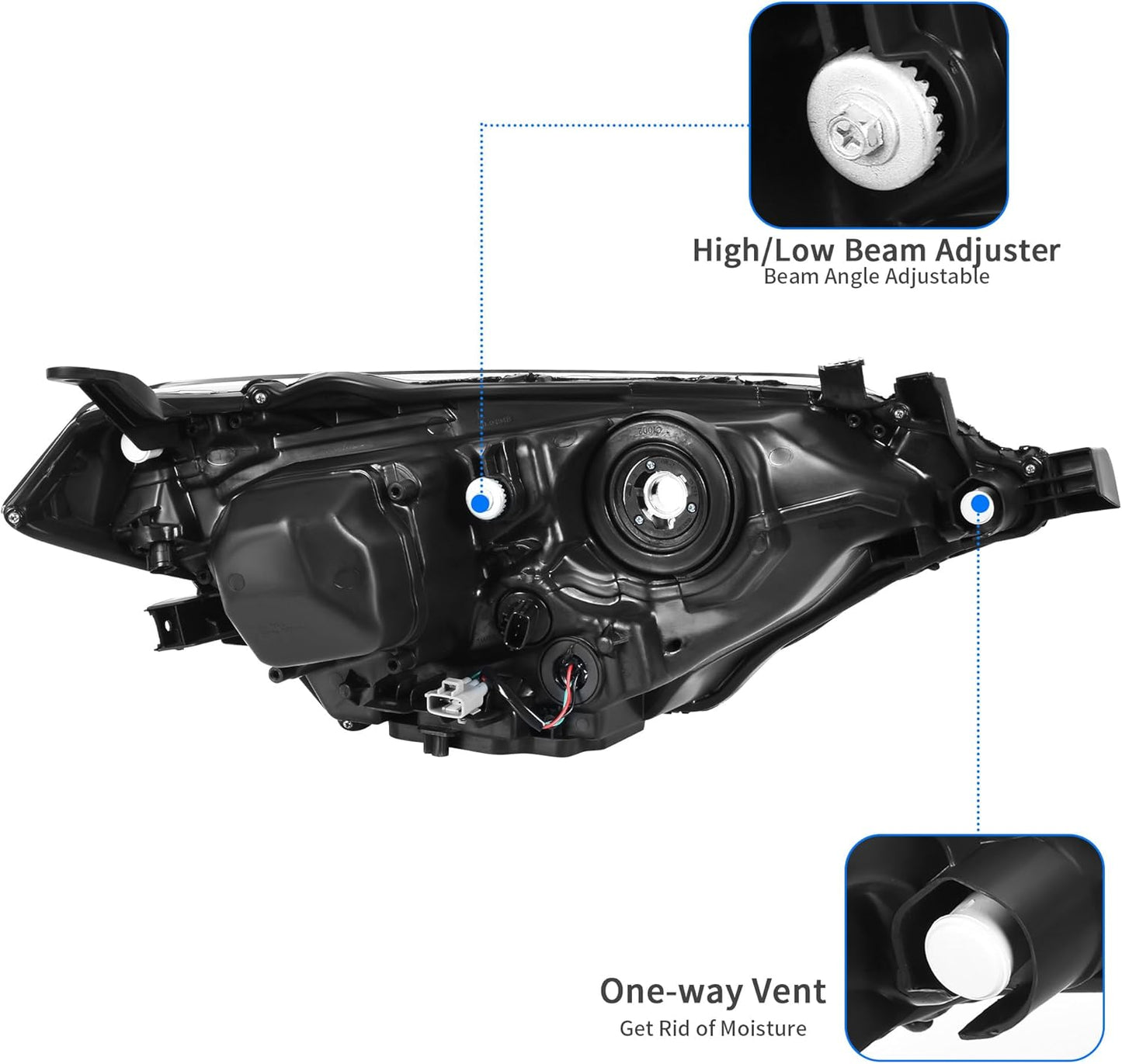 DWVO Headlight Assembly Compatible with 2014 2015 2016 14 15 16 Corolla 2014-2016 14-16 Replacement Headlamp Chrome Housing Left and Right Set