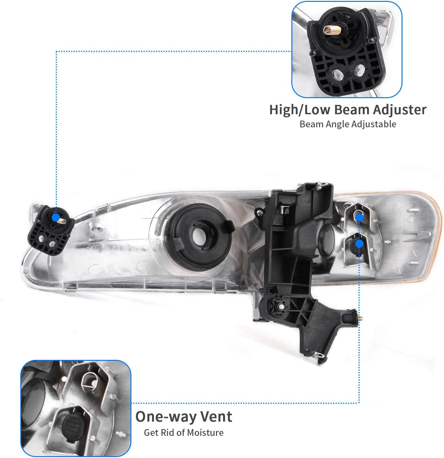 DWVO Headlight Assembly Compatible with 2014 2015 2016 14 15 16 Corolla 2014-2016 14-16 Replacement Headlamp Chrome Housing Left and Right Set