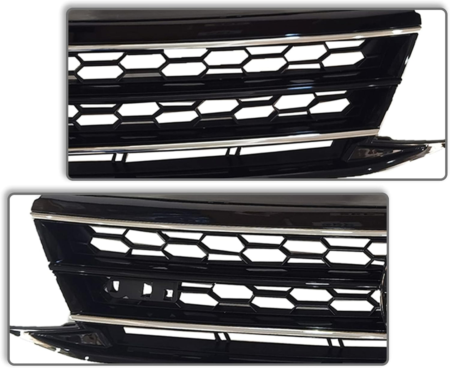 Front Grille Upper Honeycomb Grill Black With Chrome For 2015 2016 2017 Volkswagen VW Jetta