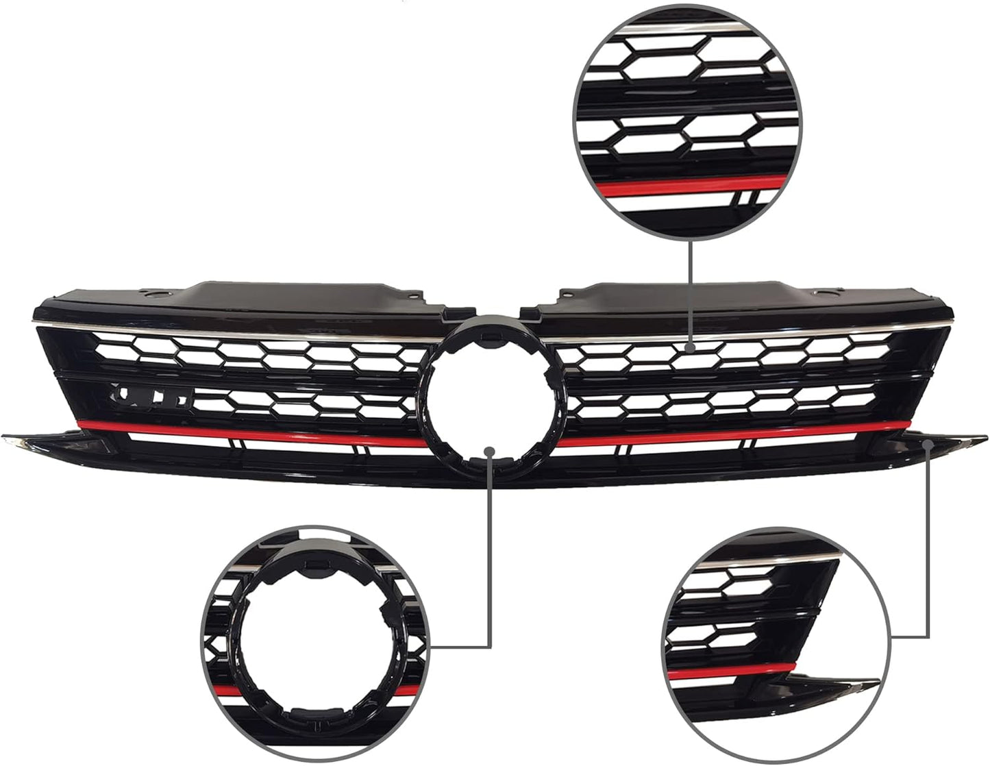 Front Grille Upper Honeycomb Grill Black With Chrome For 2015 2016 2017 Volkswagen VW Jetta