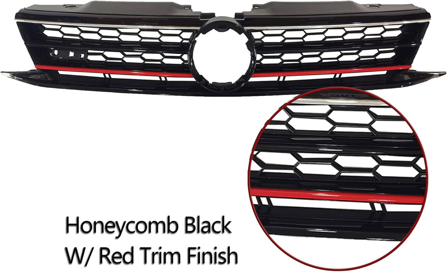 Front Grille Upper Honeycomb Grill Black With Chrome For 2015 2016 2017 Volkswagen VW Jetta