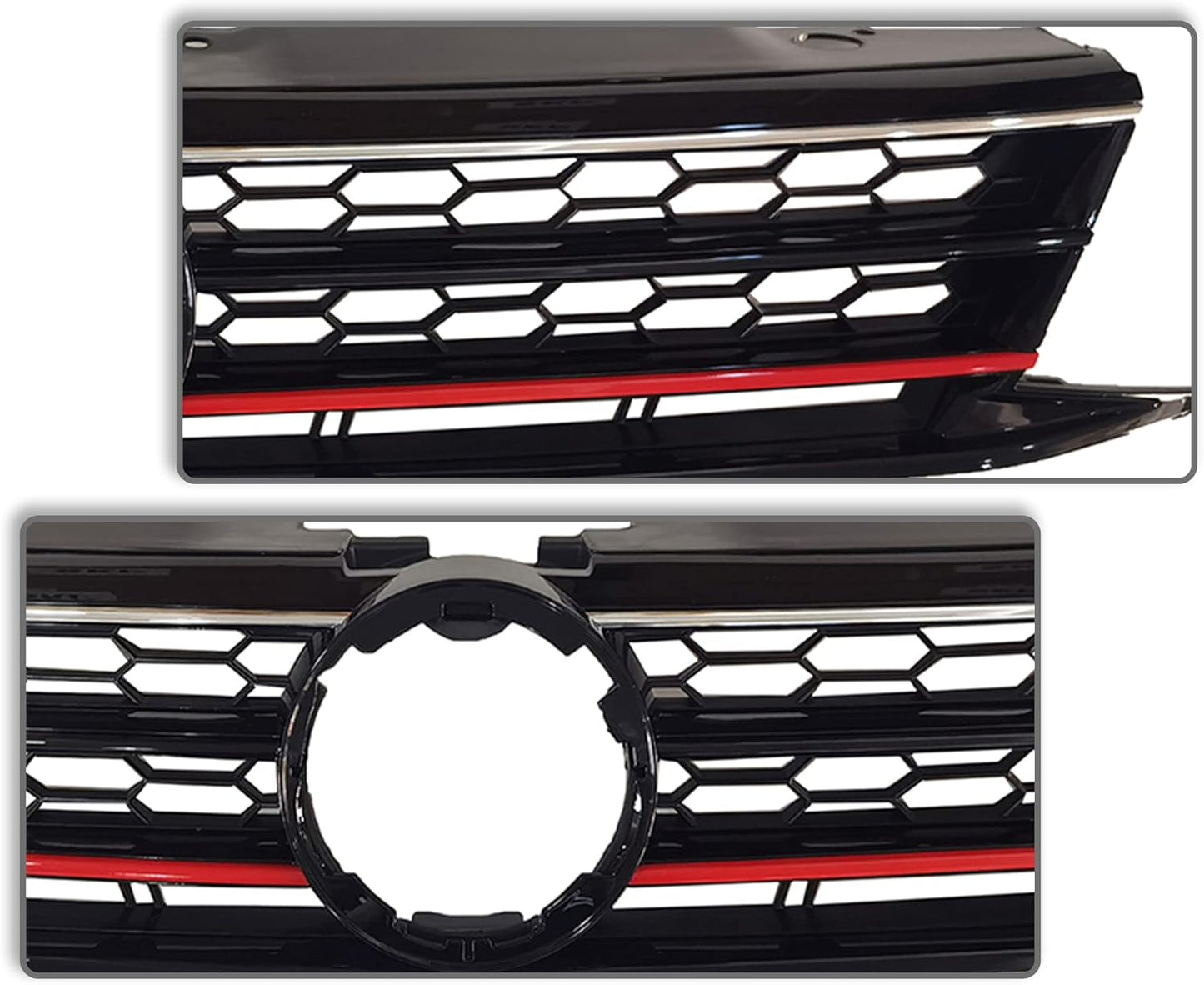 Front Grille Upper Honeycomb Grill Black With Chrome For 2015 2016 2017 Volkswagen VW Jetta