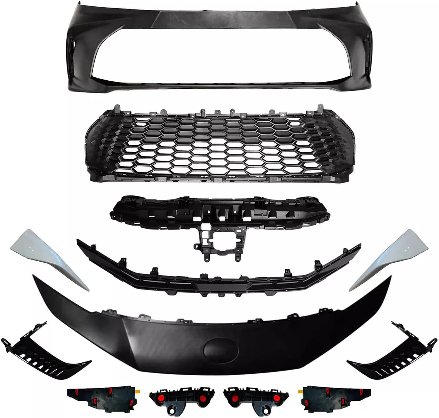 Complete Front Bumper Cover & Upper & Lower Grille Kit Fits 2025 Toyo-ta Camry SE Hybrid Sedan, W/O Sensor Hole Full Front Bumper Set