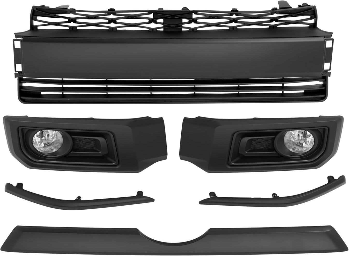 Body Kits Front Bumper and Grille Combo Set Compatible with 2014-2020 Toyota 4Runner Limited Upper & Lower Grille Fog Light Assembly Molding Headlight Bracket Front Bumper Bracket Black