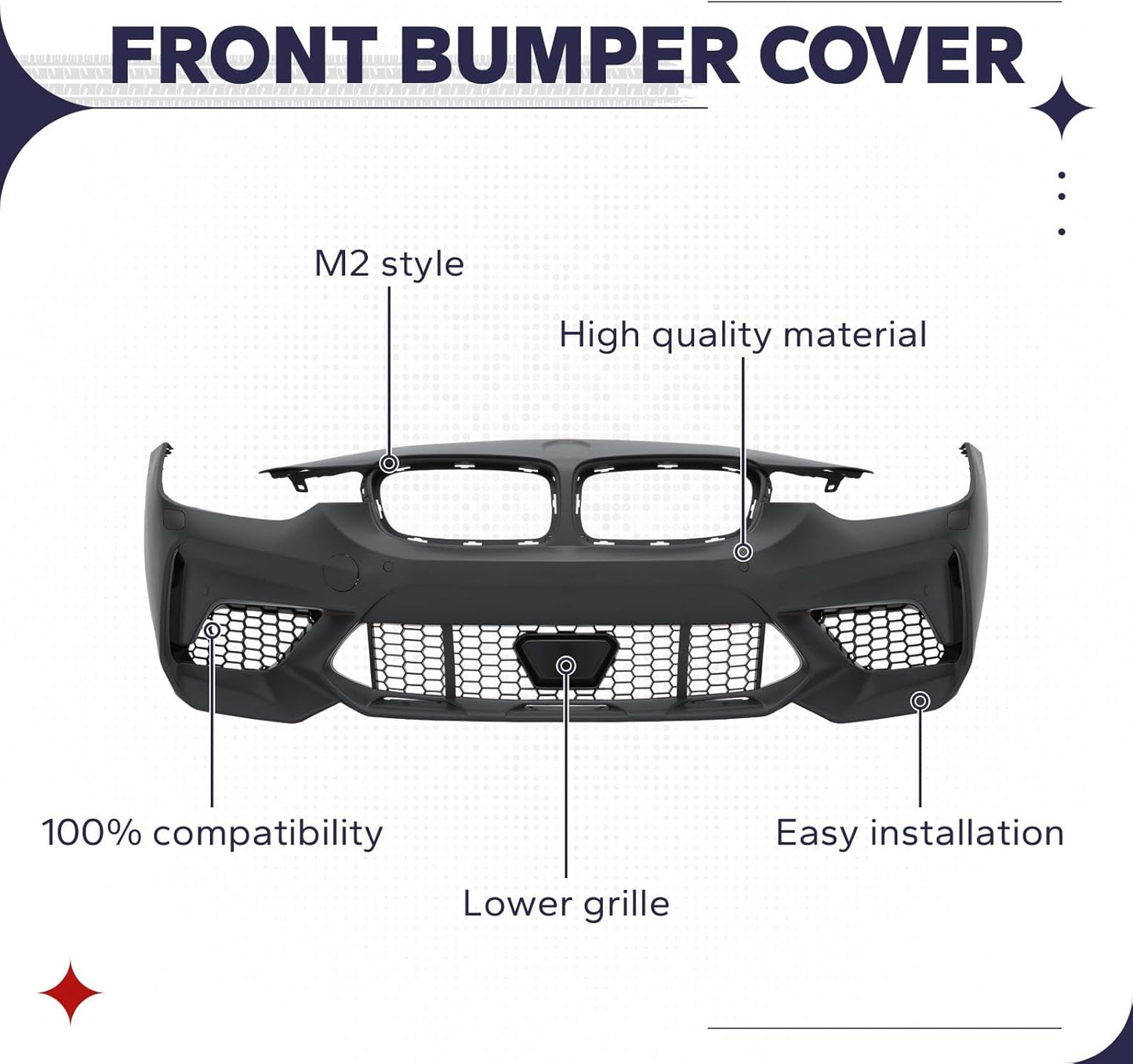 Front Bumper Set Fits for 2013-2019 BMW F30 3 Series Sedan & Wagon - Without PDC Holes