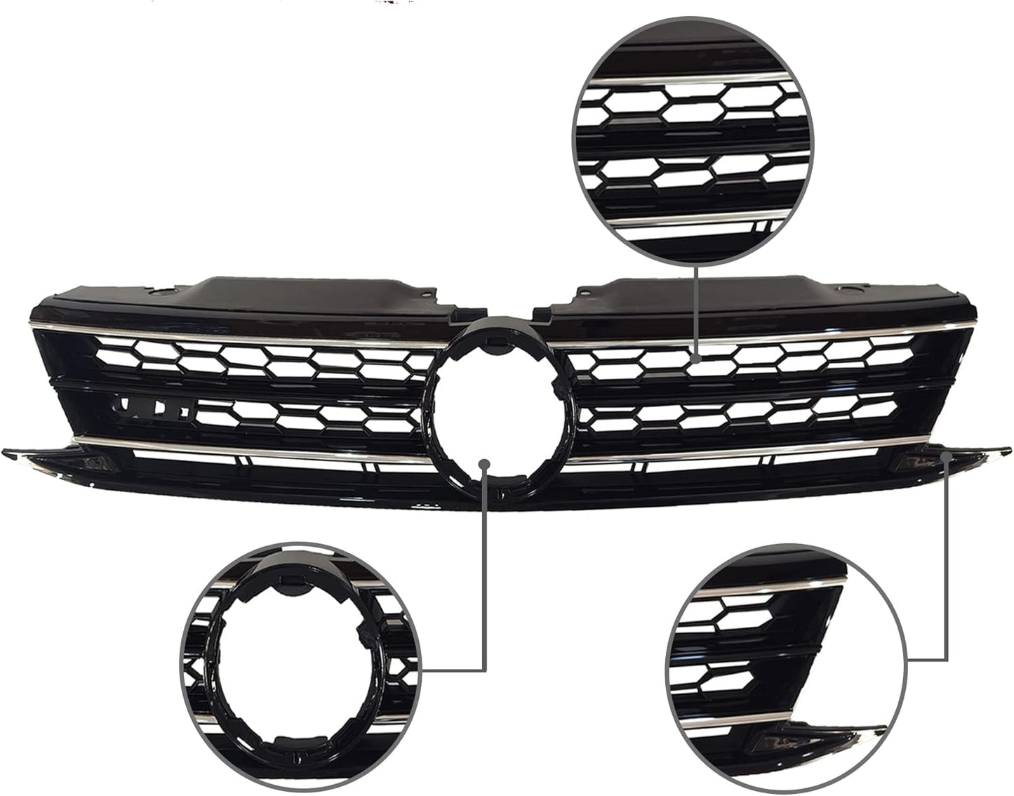 Front Grille Upper Honeycomb Grill Black With Chrome For 2015 2016 2017 Volkswagen VW Jetta