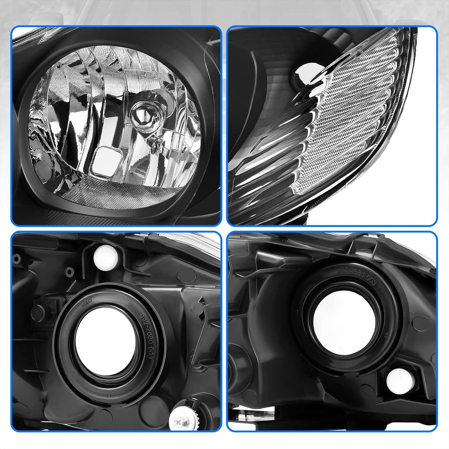 DWVO Headlight Assembly Compatible with 2014 2015 2016 14 15 16 Corolla 2014-2016 14-16 Replacement Headlamp Chrome Housing Left and Right Set