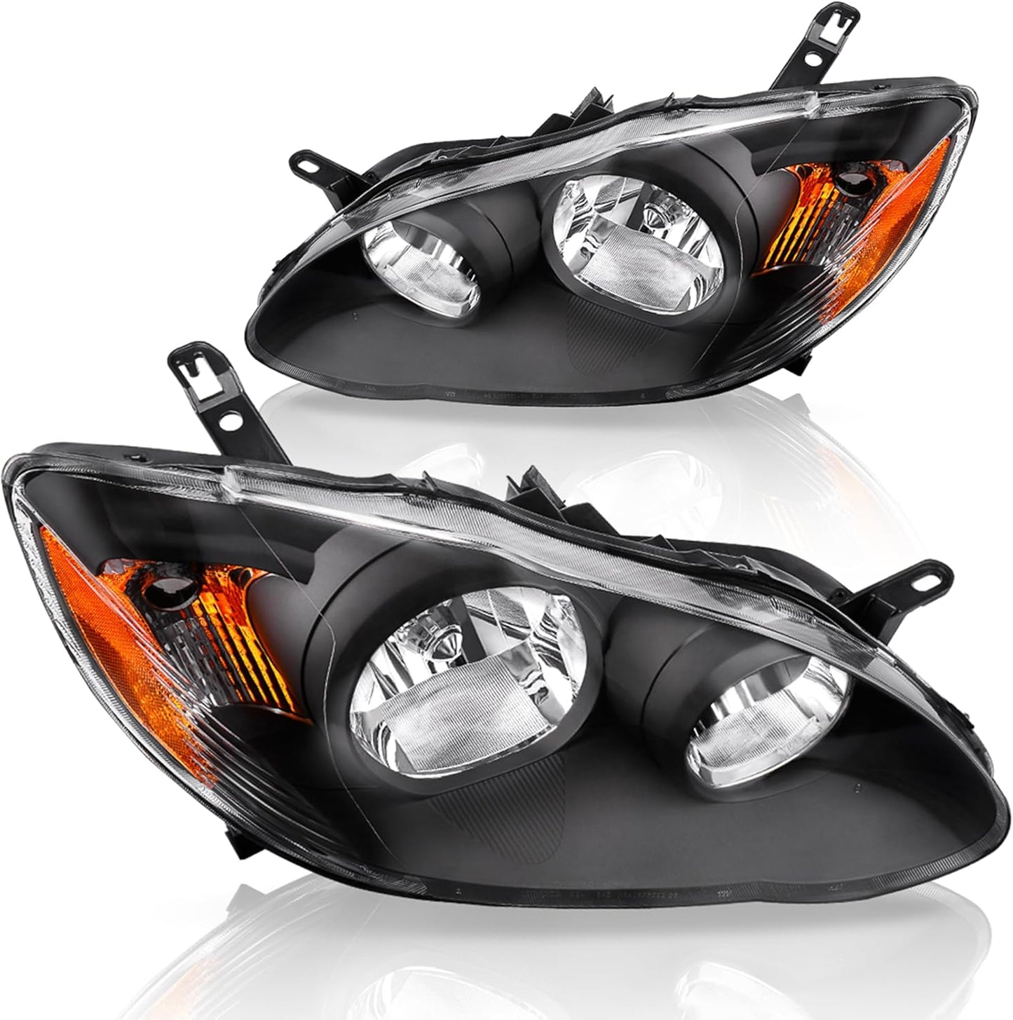 DWVO Headlight Assembly Compatible with 2014 2015 2016 14 15 16 Corolla 2014-2016 14-16 Replacement Headlamp Chrome Housing Left and Right Set
