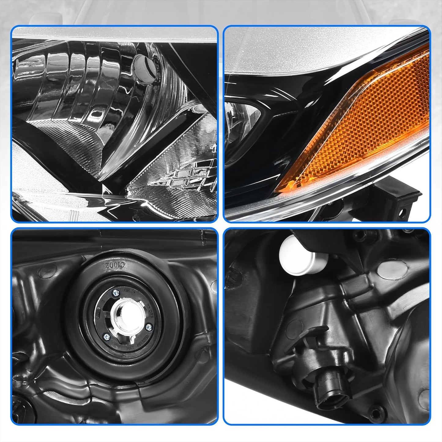 DWVO Headlight Assembly Compatible with 2014 2015 2016 14 15 16 Corolla 2014-2016 14-16 Replacement Headlamp Chrome Housing Left and Right Set