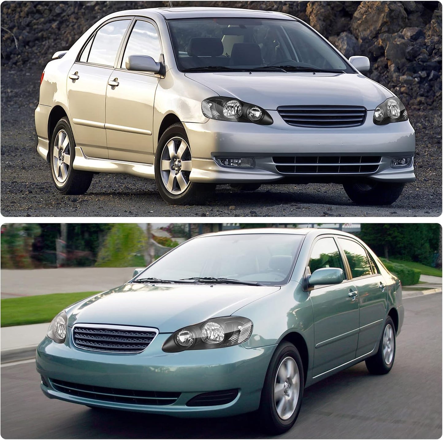 DWVO Headlight Assembly Compatible with 2014 2015 2016 14 15 16 Corolla 2014-2016 14-16 Replacement Headlamp Chrome Housing Left and Right Set