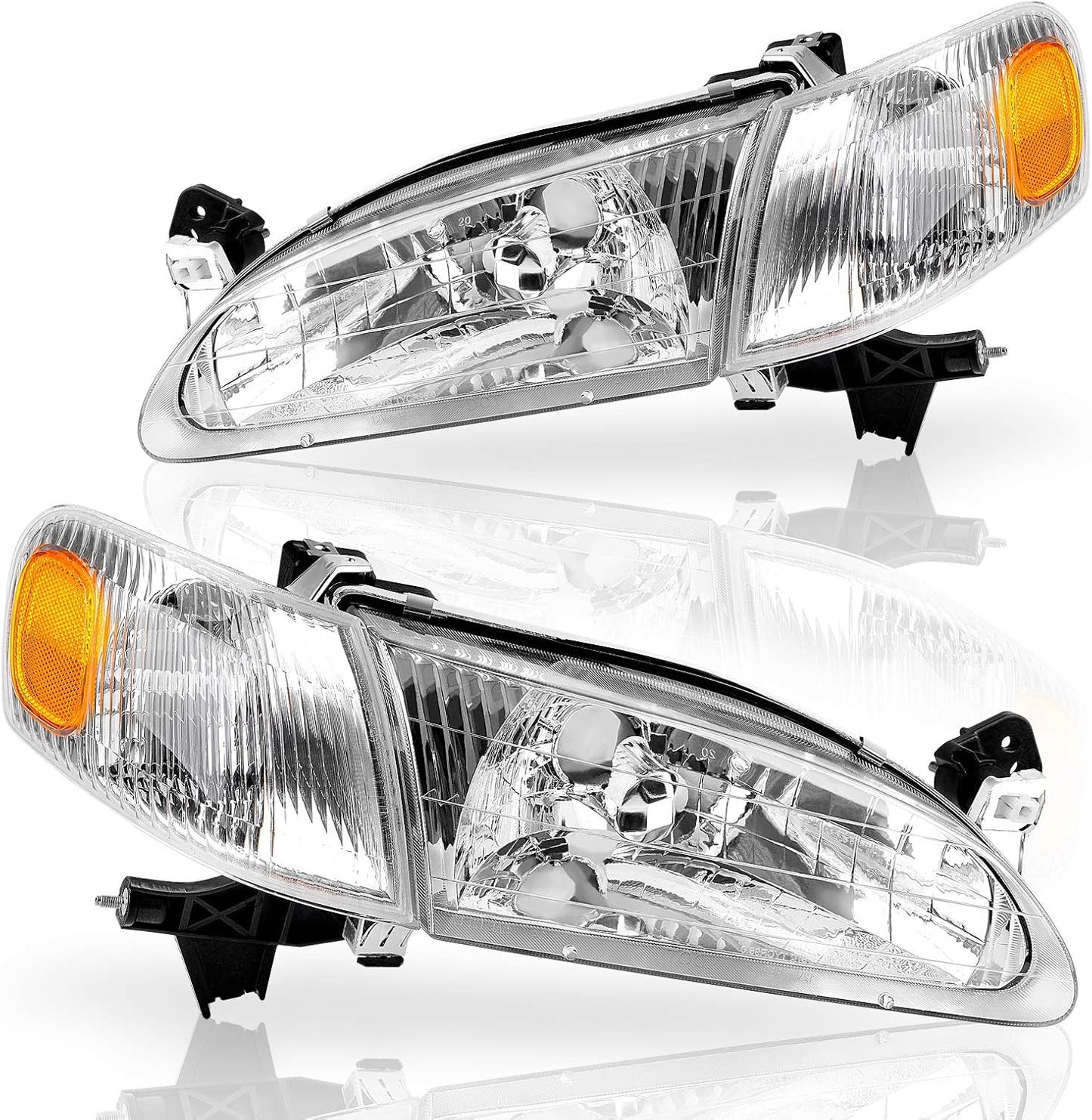 DWVO Headlight Assembly Compatible with 2014 2015 2016 14 15 16 Corolla 2014-2016 14-16 Replacement Headlamp Chrome Housing Left and Right Set