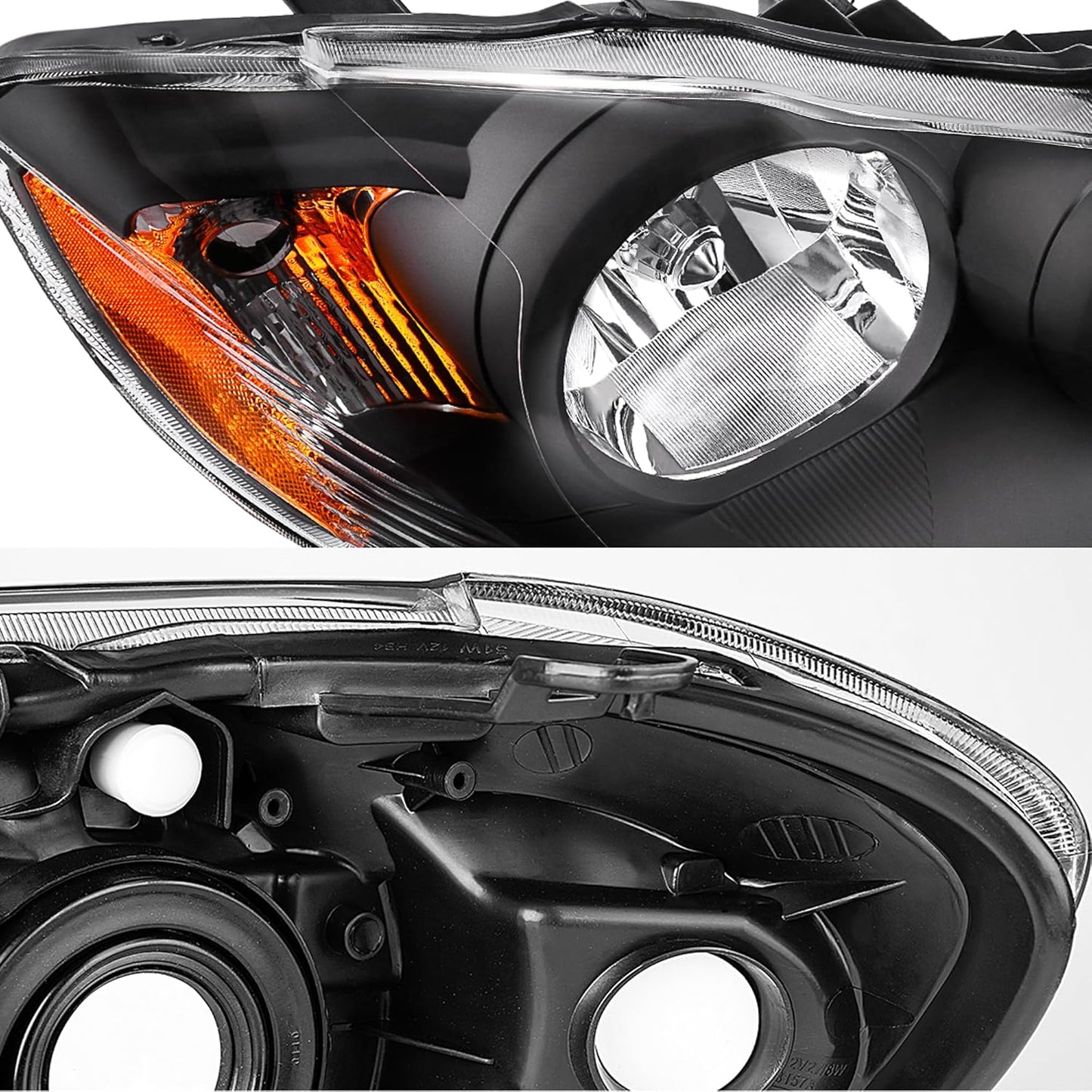 DWVO Headlight Assembly Compatible with 2014 2015 2016 14 15 16 Corolla 2014-2016 14-16 Replacement Headlamp Chrome Housing Left and Right Set