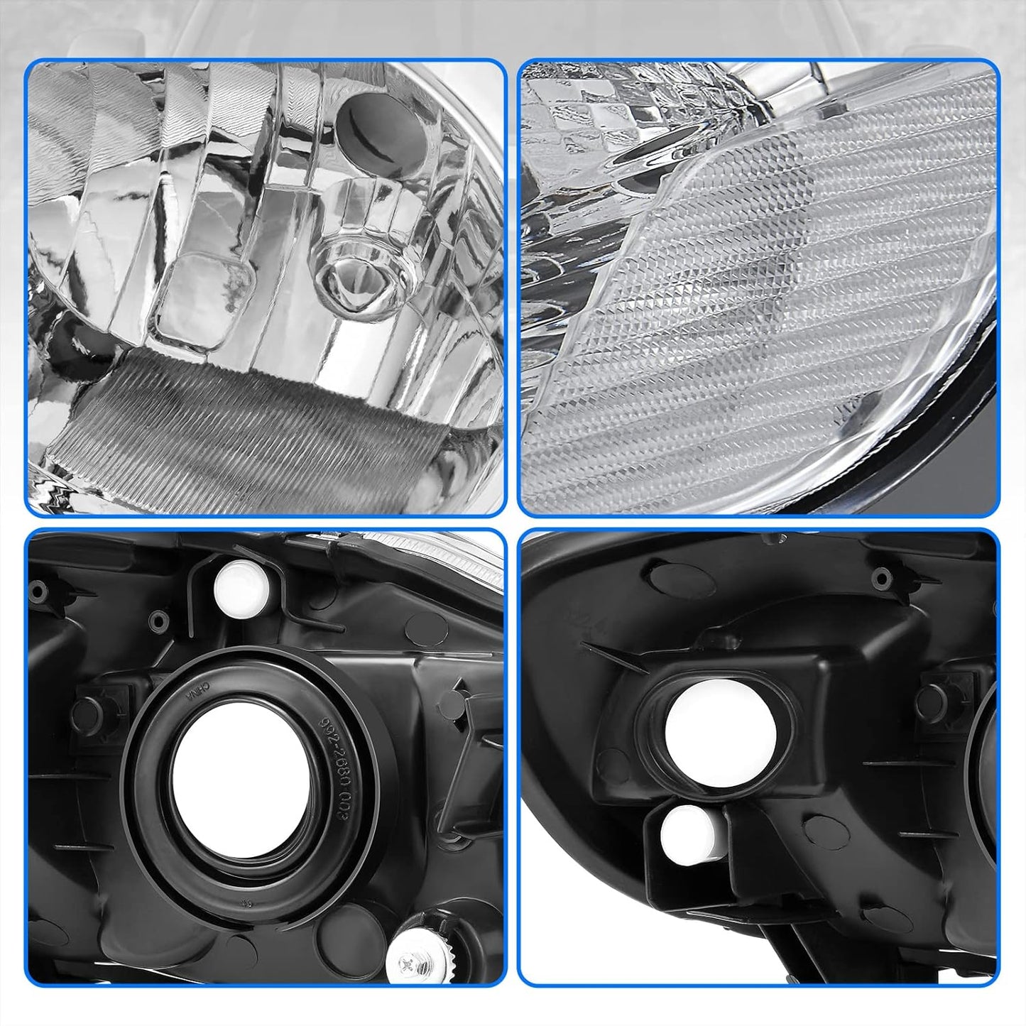 DWVO Headlight Assembly Compatible with 2014 2015 2016 14 15 16 Corolla 2014-2016 14-16 Replacement Headlamp Chrome Housing Left and Right Set