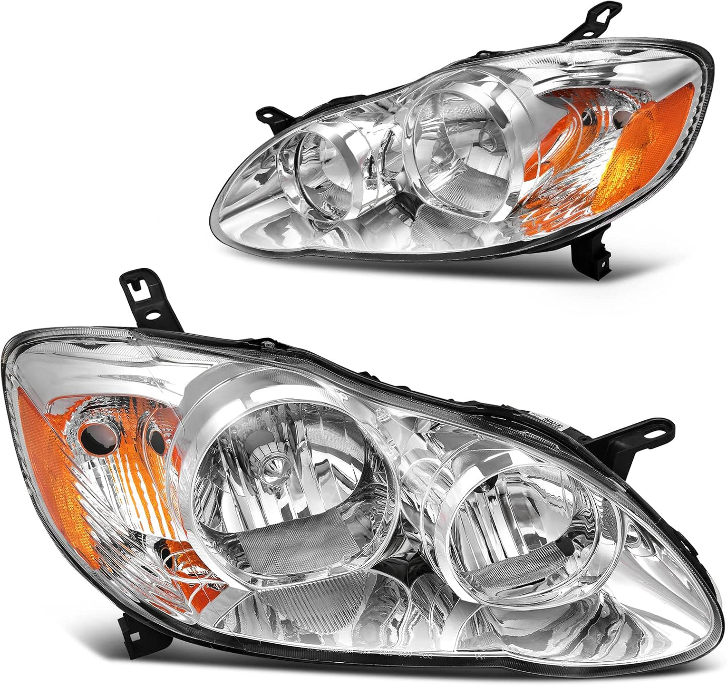 DWVO Headlight Assembly Compatible with 2014 2015 2016 14 15 16 Corolla 2014-2016 14-16 Replacement Headlamp Chrome Housing Left and Right Set