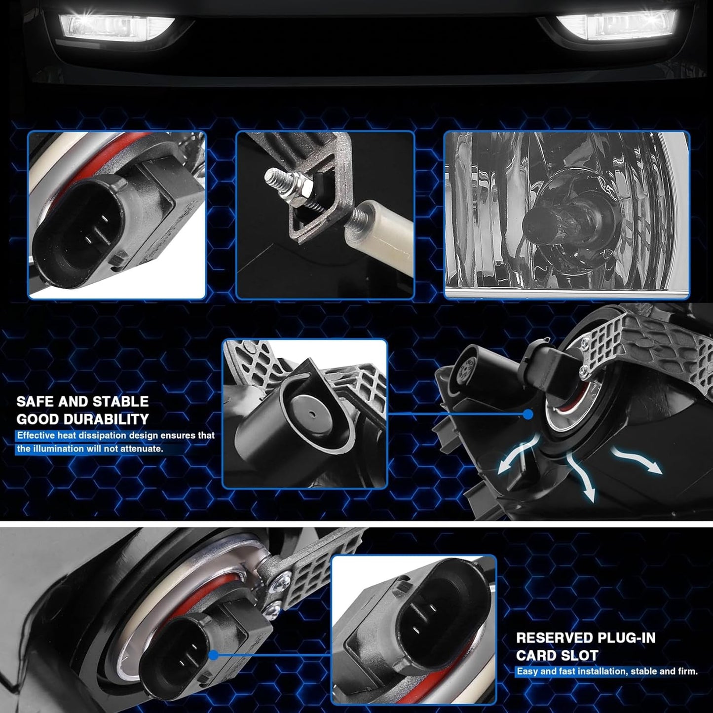 Fog Light Set Fit for Volkswagen VW Passat 2012 2013 2014 2015 Front Driving Fog Lamp Kit with Bezels Chrome Trim