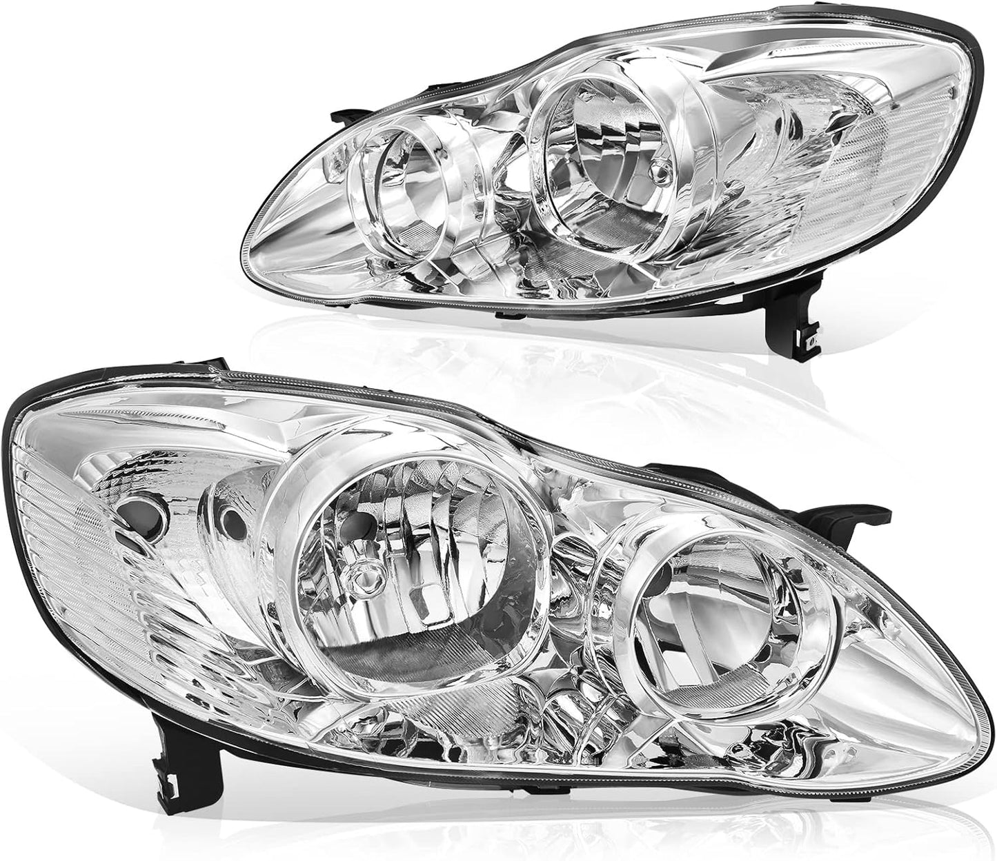 DWVO Headlight Assembly Compatible with 2014 2015 2016 14 15 16 Corolla 2014-2016 14-16 Replacement Headlamp Chrome Housing Left and Right Set