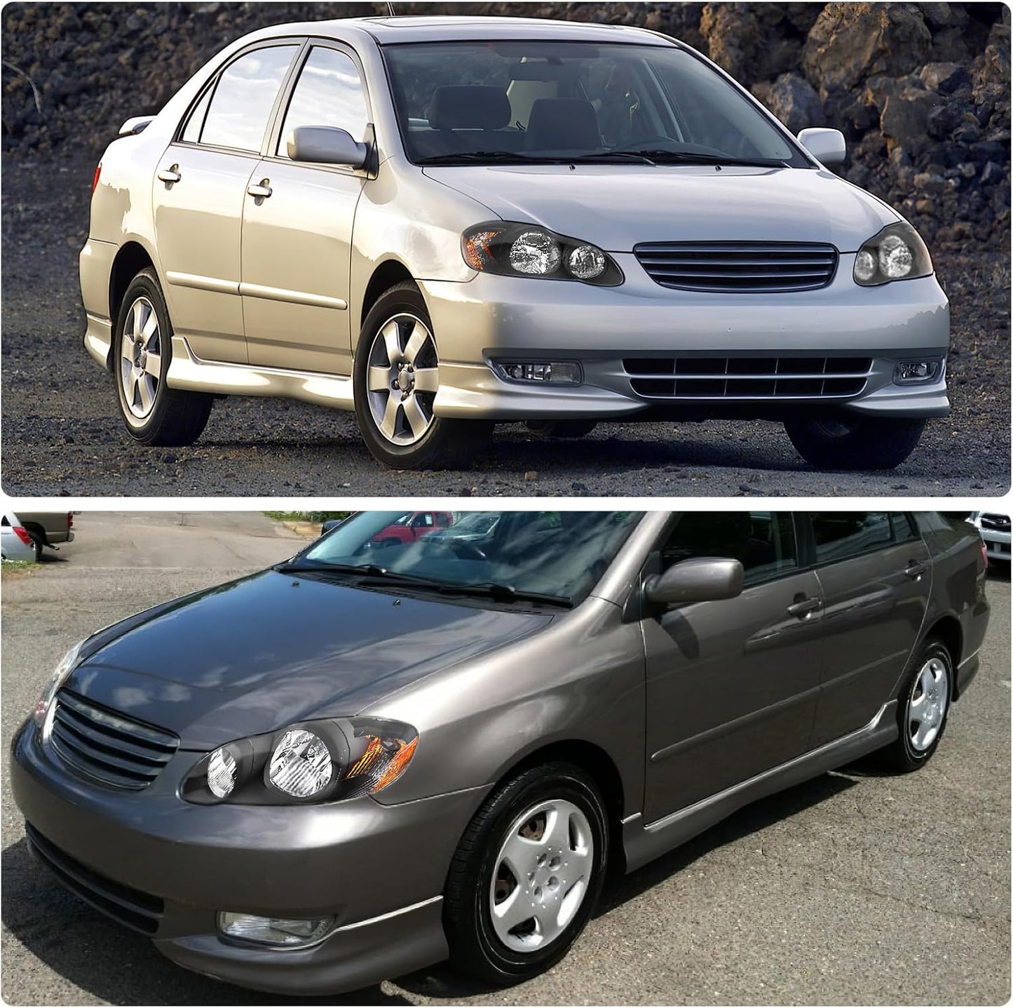 DWVO Headlight Assembly Compatible with 2014 2015 2016 14 15 16 Corolla 2014-2016 14-16 Replacement Headlamp Chrome Housing Left and Right Set
