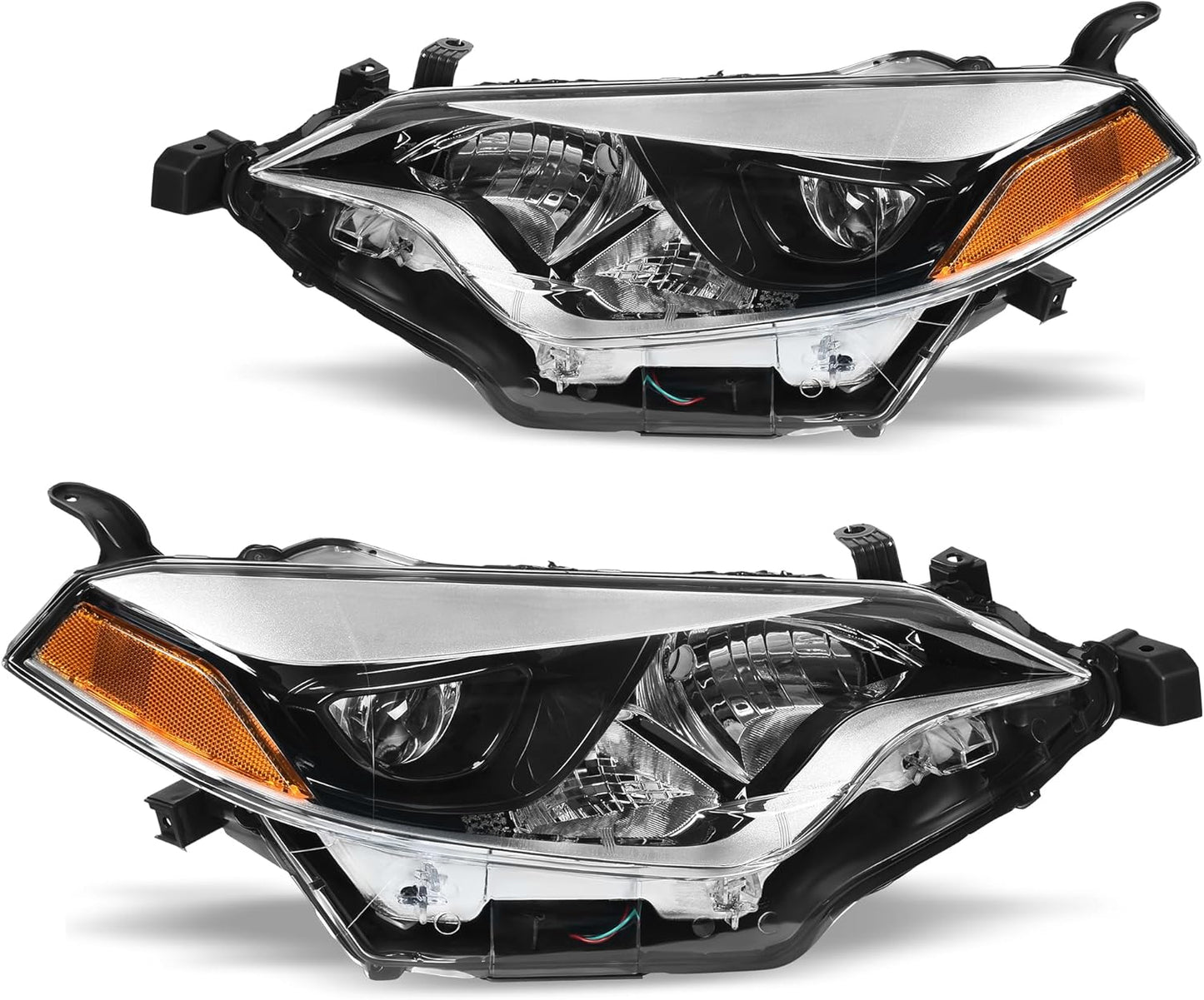 DWVO Headlight Assembly Compatible with 2014 2015 2016 14 15 16 Corolla 2014-2016 14-16 Replacement Headlamp Chrome Housing Left and Right Set