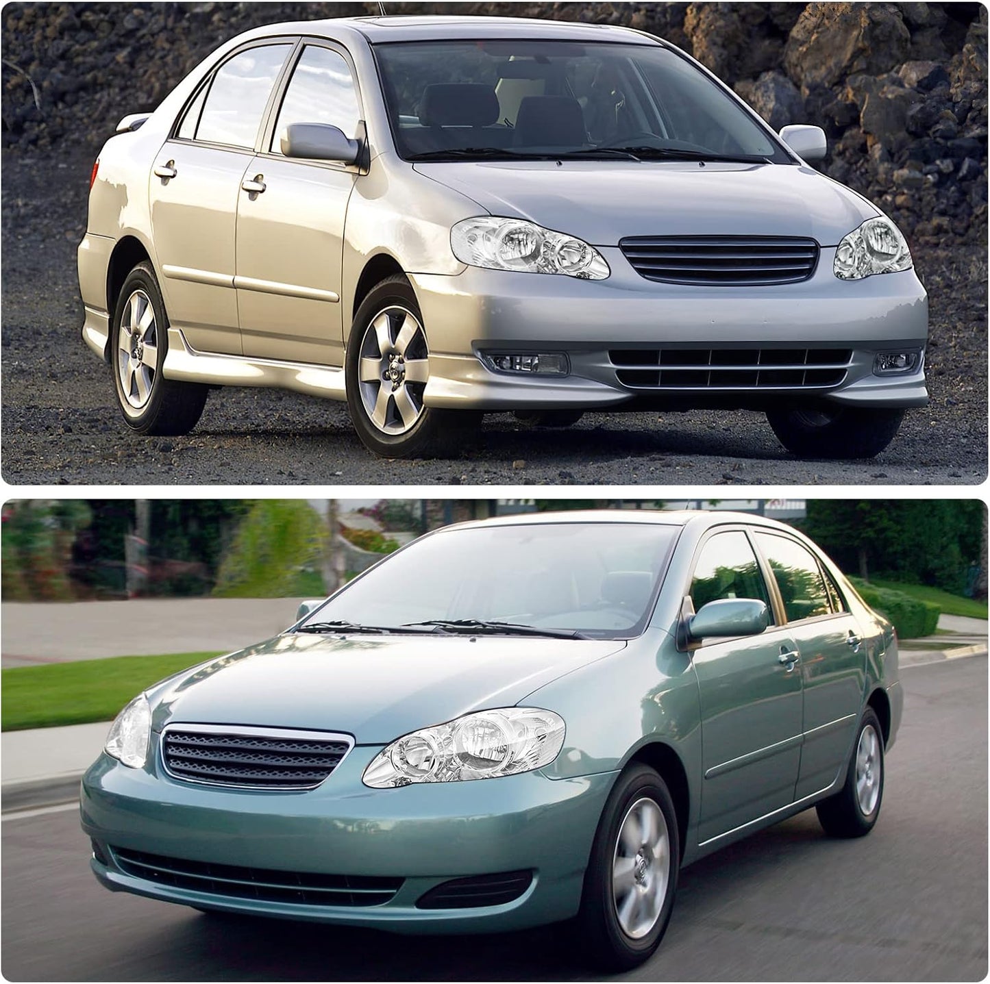 DWVO Headlight Assembly Compatible with 2014 2015 2016 14 15 16 Corolla 2014-2016 14-16 Replacement Headlamp Chrome Housing Left and Right Set