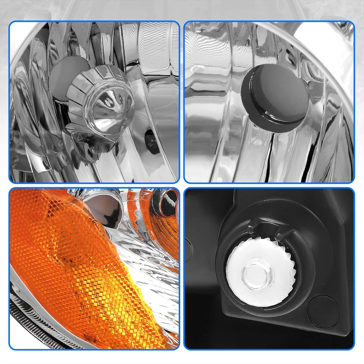 DWVO Headlight Assembly Compatible with 2014 2015 2016 14 15 16 Corolla 2014-2016 14-16 Replacement Headlamp Chrome Housing Left and Right Set