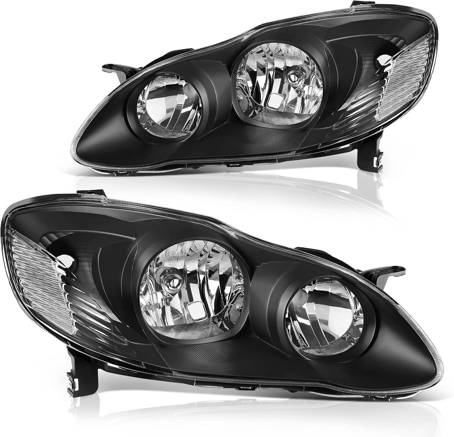 DWVO Headlight Assembly Compatible with 2014 2015 2016 14 15 16 Corolla 2014-2016 14-16 Replacement Headlamp Chrome Housing Left and Right Set