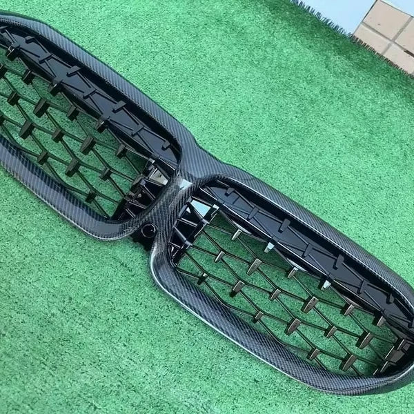 Luxury Carbon Fiber Front Kidney Grille Trim Auto Dual Slat Grill for BMW 3 Series G20 G21 Pre Lci Auto Body Part