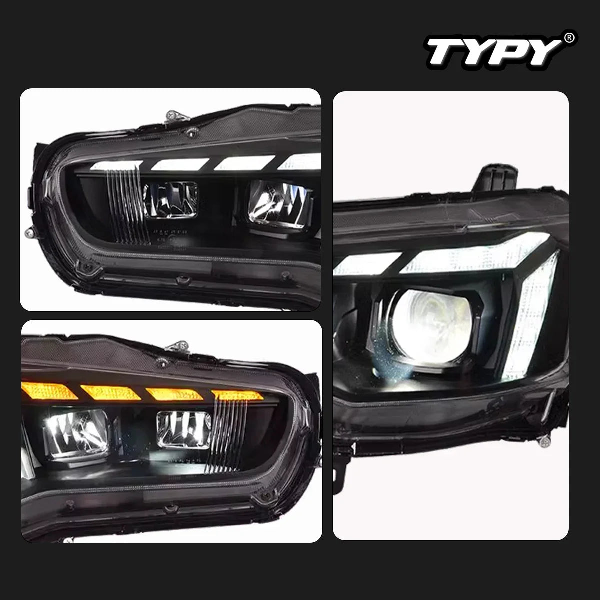 Lights for Mitsubishi Lancer EX Headlight 2009-2016 LED Projetor Head Lamp Daytime Running Light Automotive Accessories