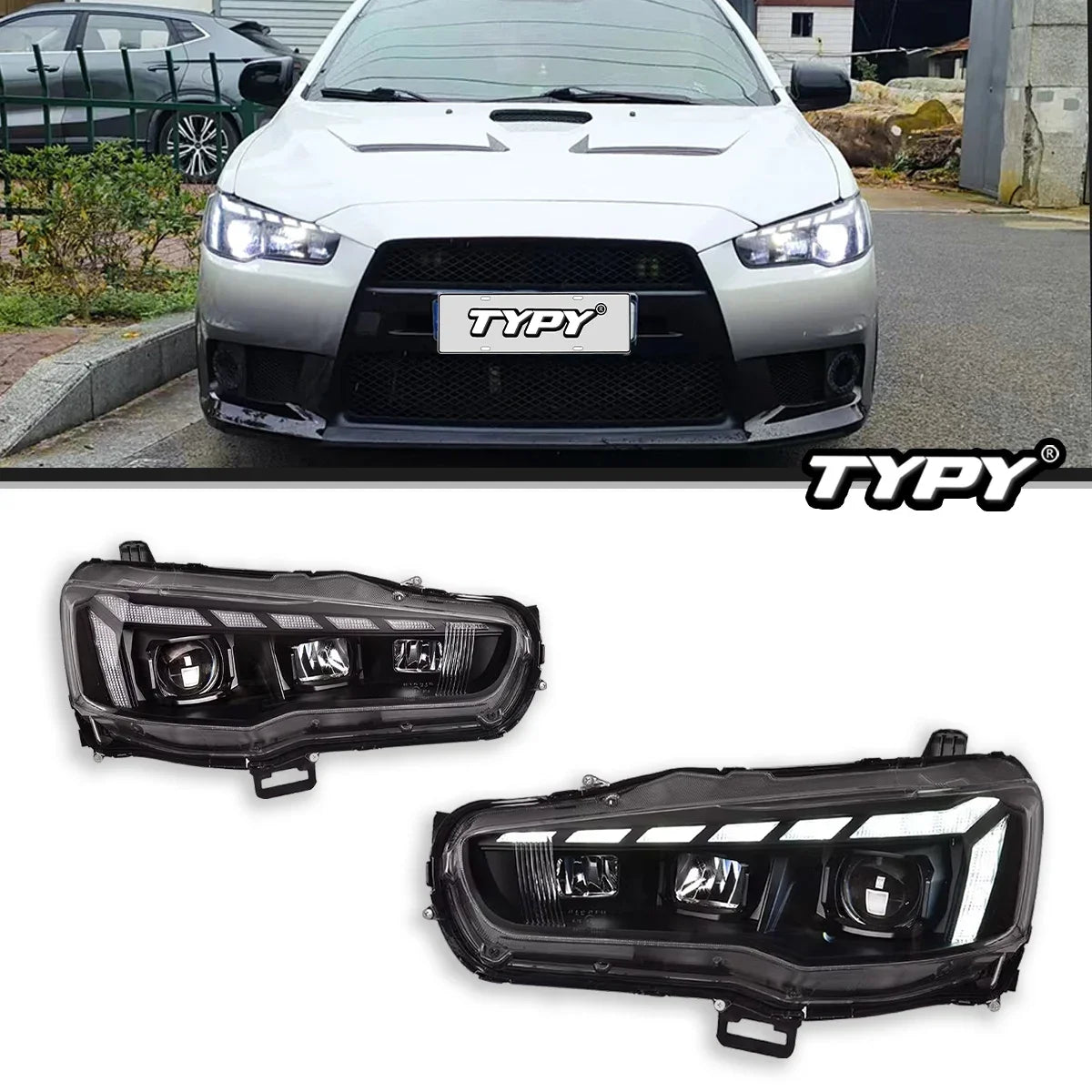 Lights for Mitsubishi Lancer EX Headlight 2009-2016 LED Projetor Head Lamp Daytime Running Light Automotive Accessories