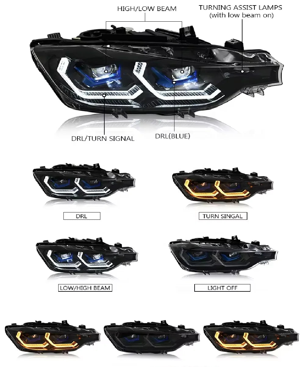 LED Headlights for BMW 3-series 2013-18 F30 F35 F80 Front Lamp Car Accessories for 320i 328i 330i 335i BMW F30