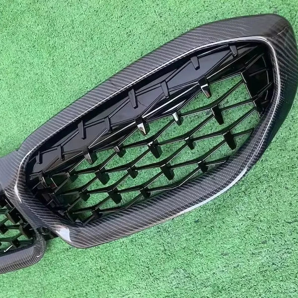 Luxury Carbon Fiber Front Kidney Grille Trim Auto Dual Slat Grill for BMW 3 Series G20 G21 Pre Lci Auto Body Part