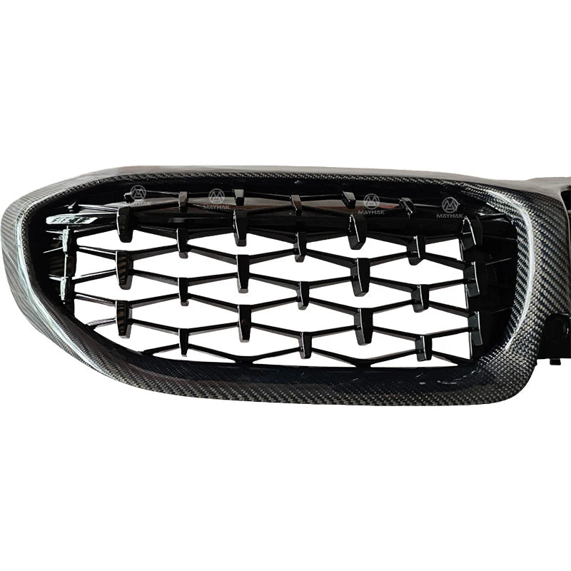 Luxury Carbon Fiber Front Kidney Grille Trim Auto Dual Slat Grill for BMW 3 Series G20 G21 Pre Lci Auto Body Part