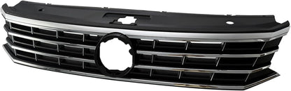 Front Grille Black w/Chrome Compatible with 2016 2017 2018 2019 Volkswagen VW Passat S SE SEL Front Molding Grille Grill Replaces # 561853651HOQE