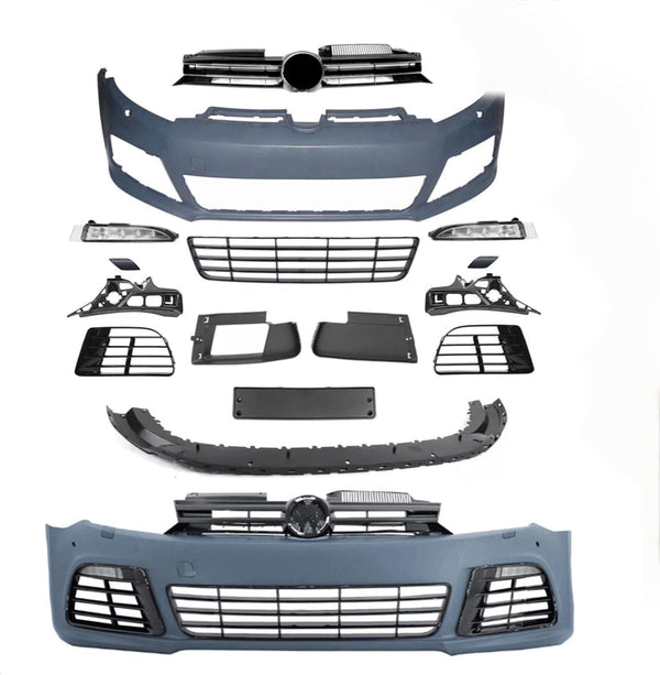 Complete Front Bumper Cover Set w/Grille For 2012 2013 VW Golf 6 R20 Style