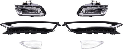 Fog Light Set Fit for Volkswagen VW Passat 2012 2013 2014 2015 Front Driving Fog Lamp Kit with Bezels Chrome Trim