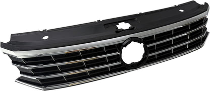Front Grille Black w/Chrome Compatible with 2016 2017 2018 2019 Volkswagen VW Passat S SE SEL Front Molding Grille Grill Replaces # 561853651HOQE